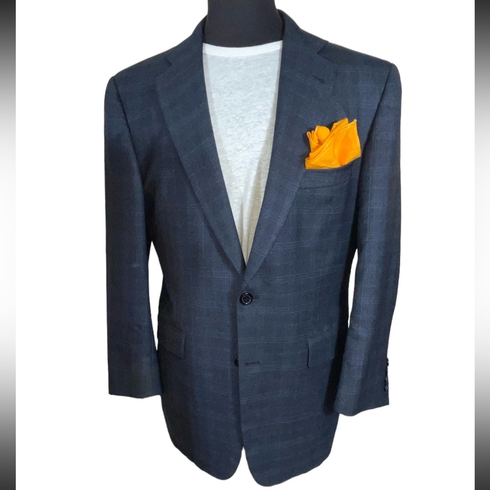 CUSTOM BURBERRY LONDON BLUE PLAID SPORT COAT SZ 40R